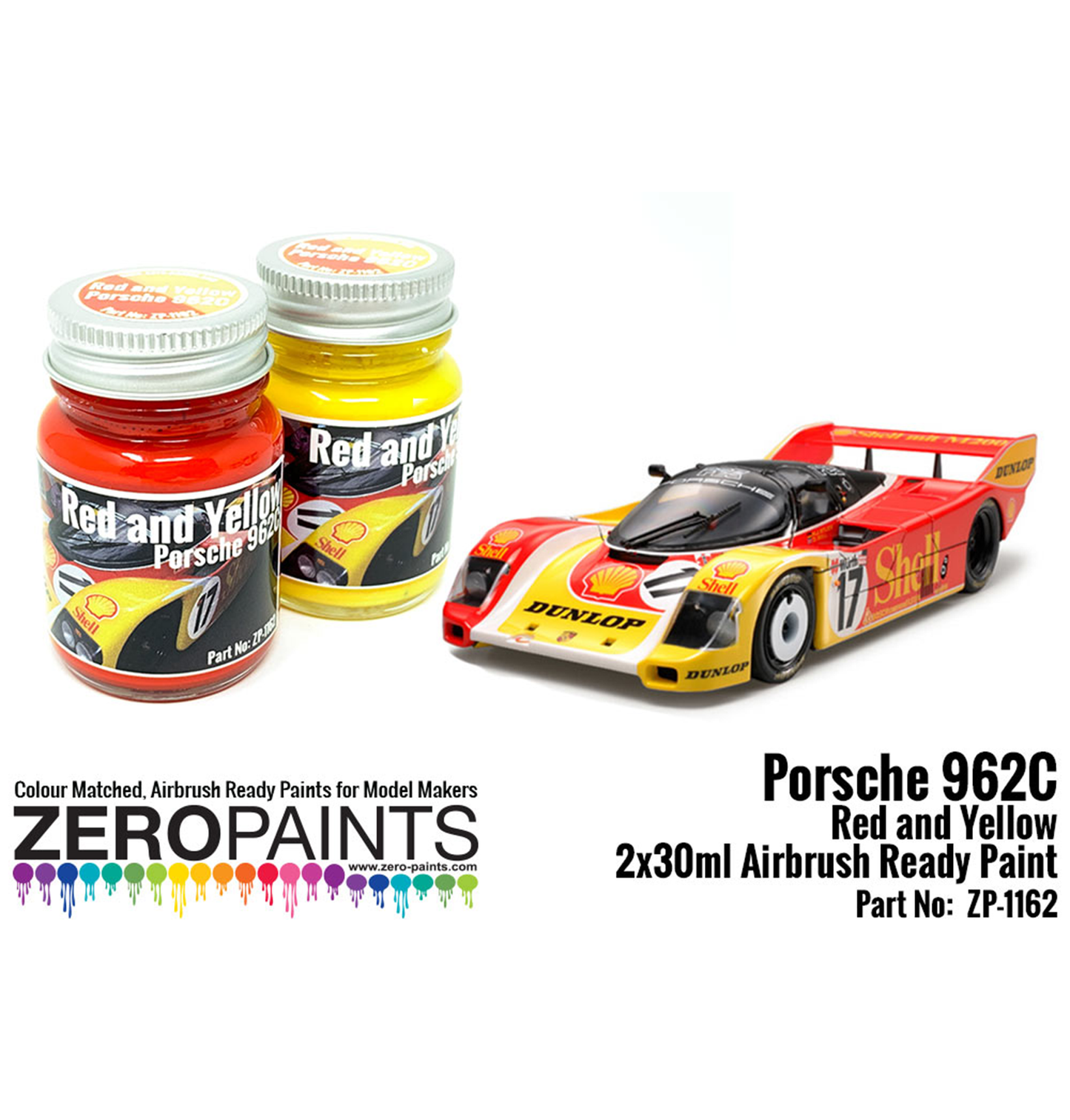 Zeropaints ZP-1162 "Porsche 962C Red and Yellow Paint"