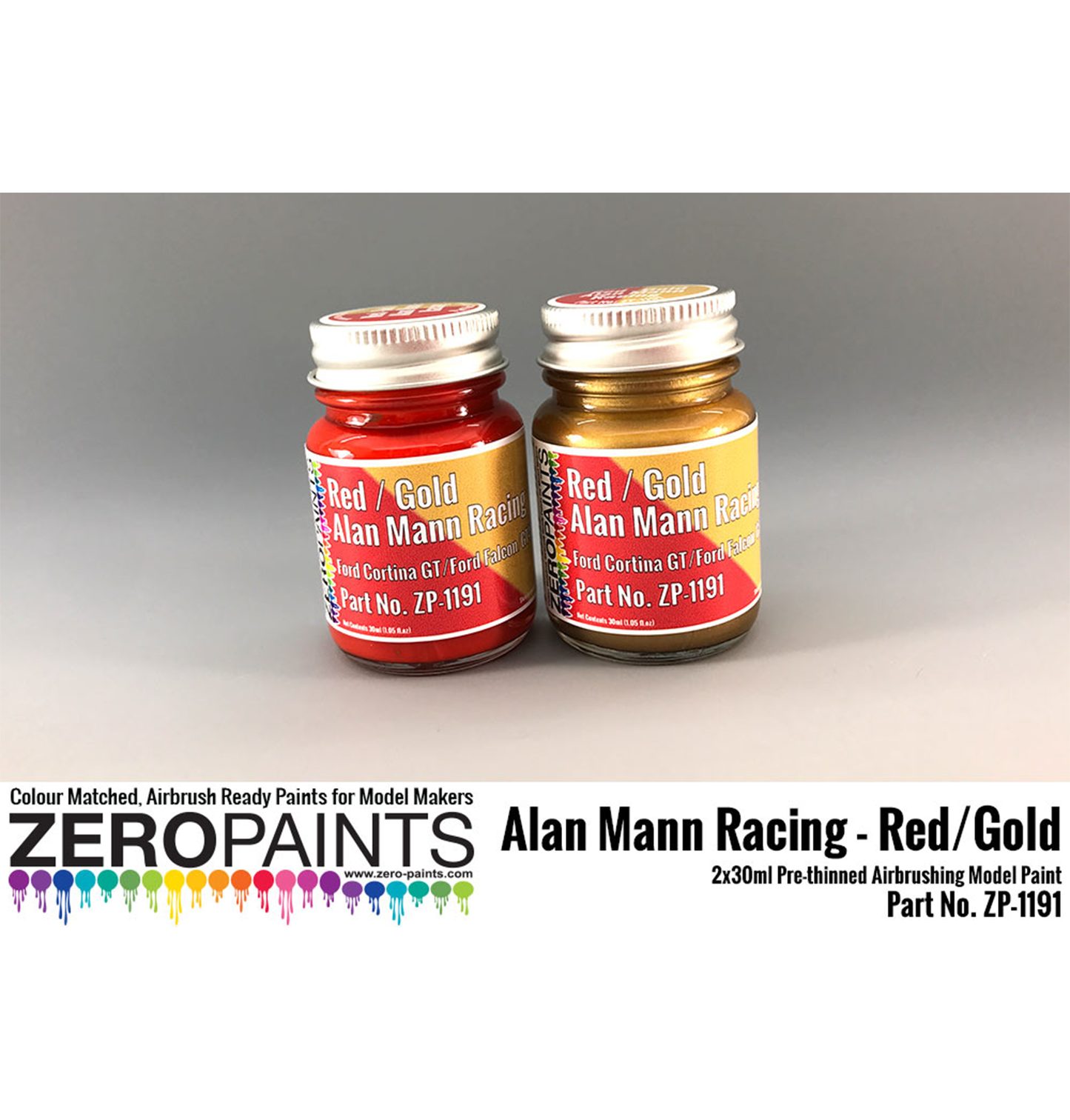 Zeropaints ZP-1191 "Alan Mann Racing Red/Gold"