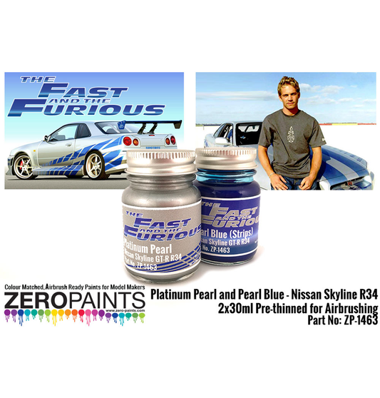 Zeropaints ZP-1463 " Fast and Furious Platinum Pearl/Pearl Blue Paints 2x30ml"