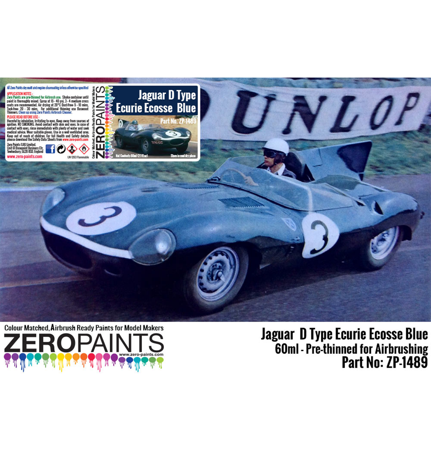 Zeropaints ZP-1489 " Jaguar D Type - Ecurie Ecosse Blue"