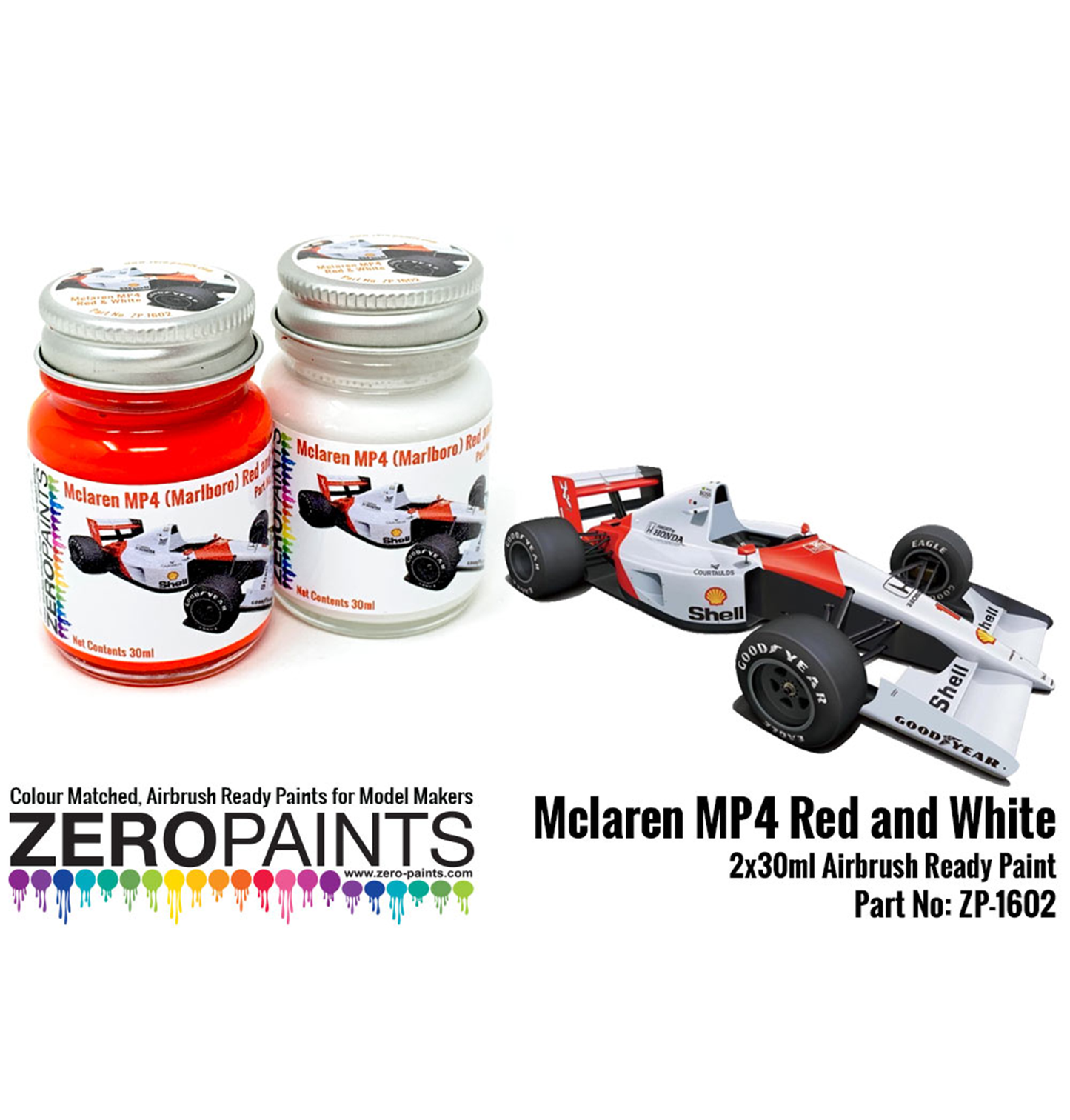 Zeropaints ZP-1602 - " McLaren Mp4 (Marlboro) Red and White