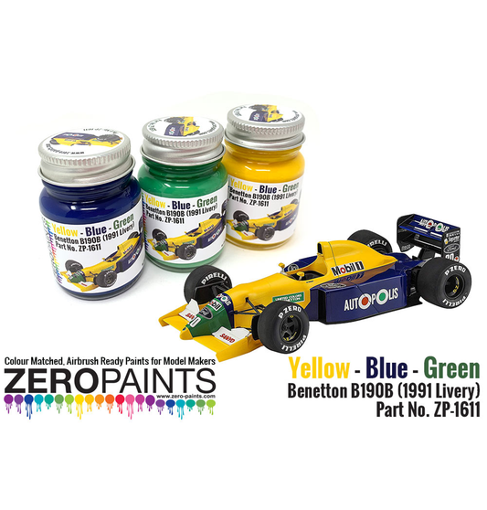 Zeropaints ZP-1611 Benetton B190B (1991 Livery) Yellow-Blue-Green