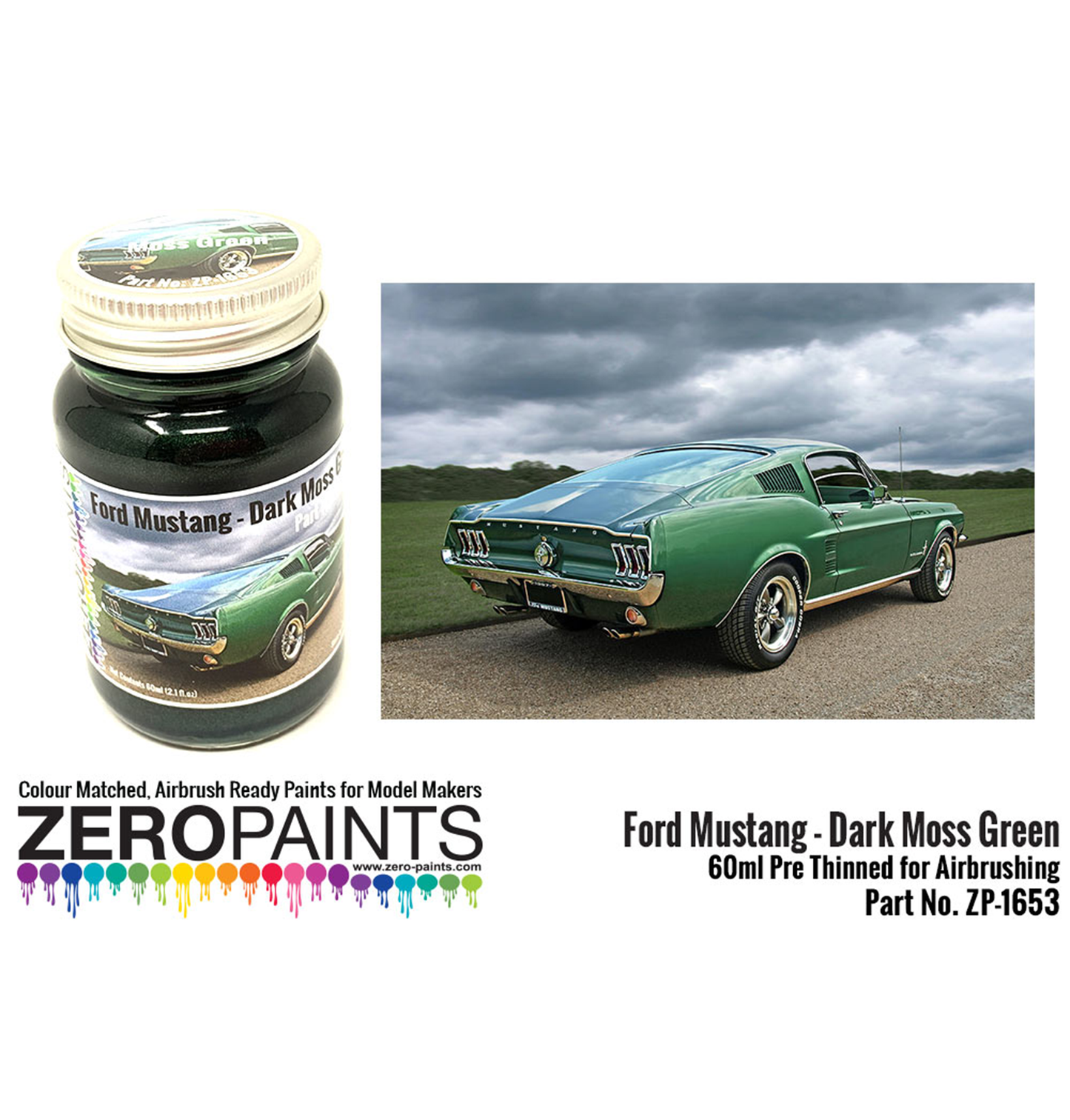 Zeropaints ZP-1653 "Ford Mustang 1960's - Dark Moss Green