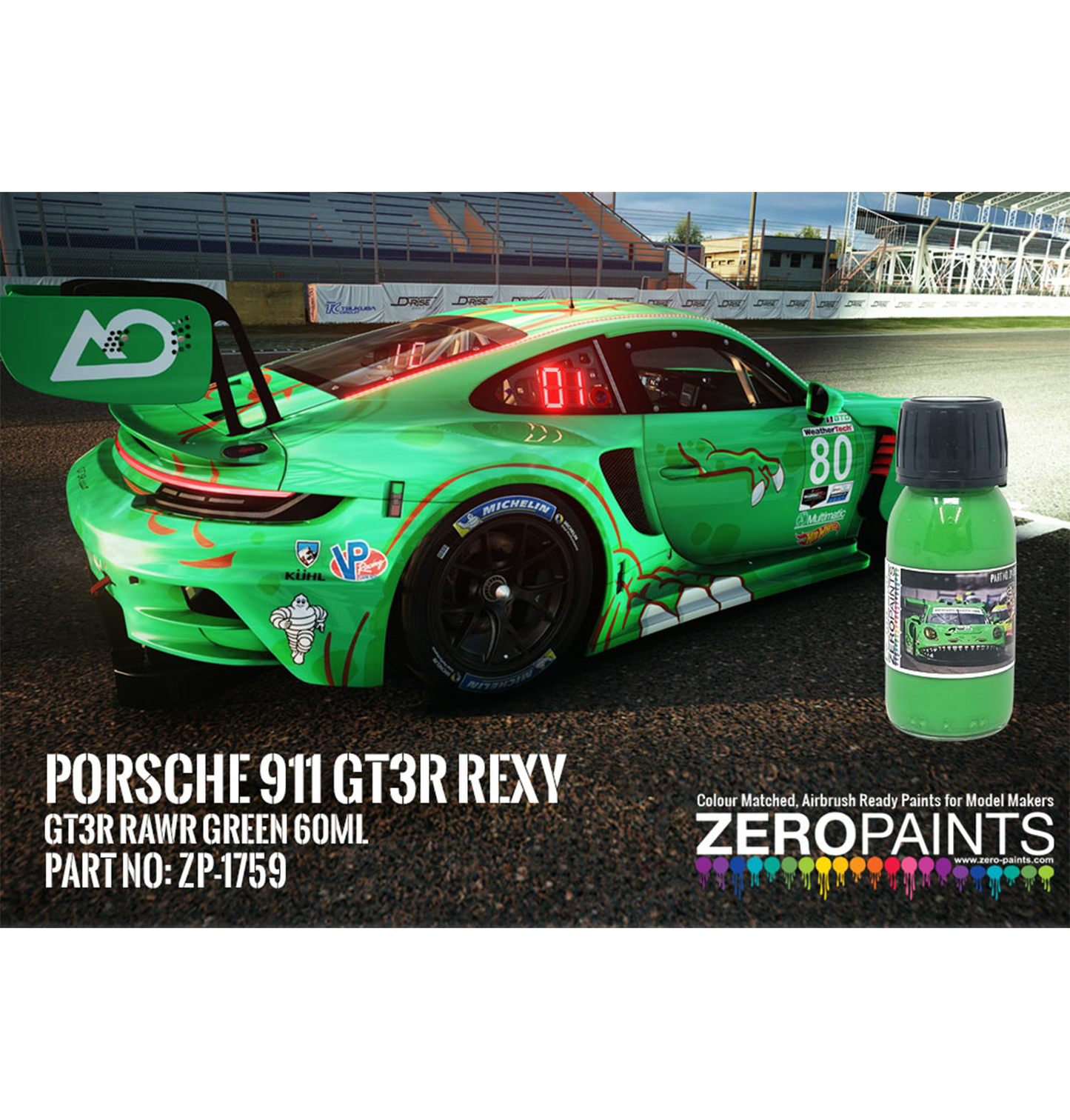 Zeropaints ZP-1759 "Porsche 911 GT3R Rexy Livery Green"