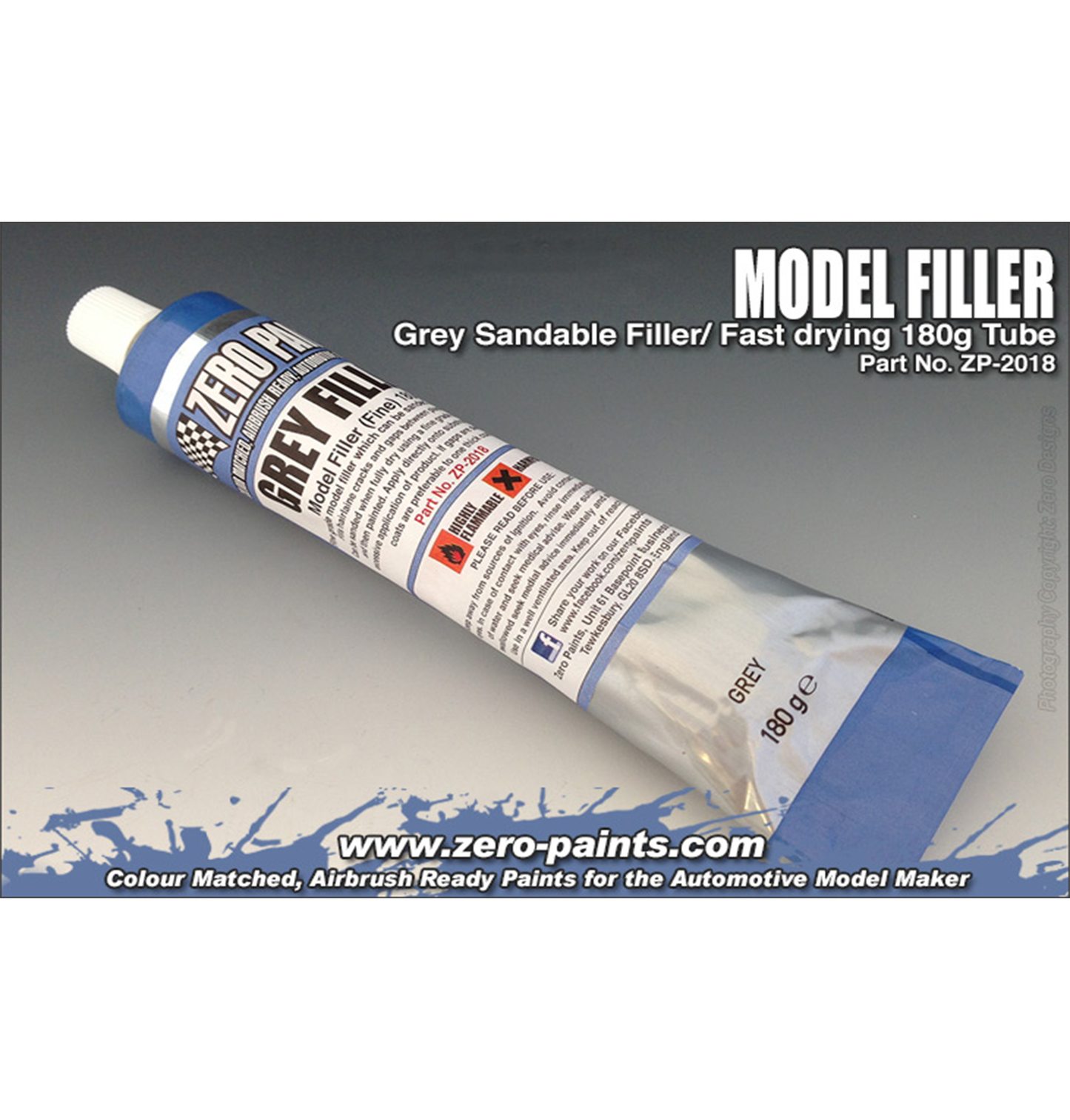 Zeropaints ZP-2018 "Grey Model Filler / Putty (fine) "