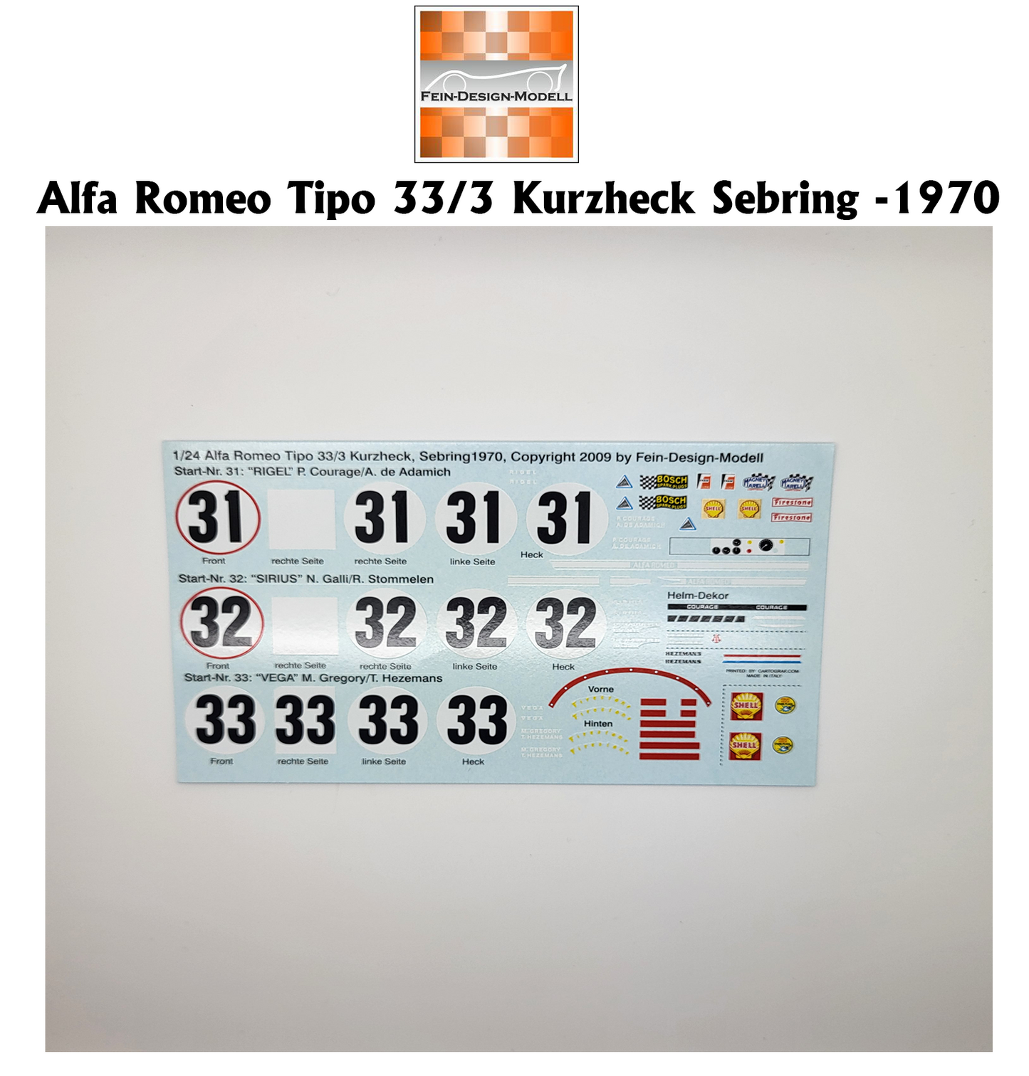 Fein Design - Decals Alfa Romeo Tipo 33/3