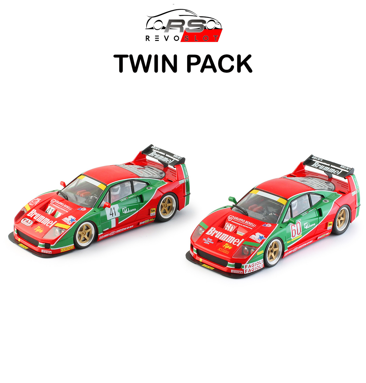 Revoslot - " TWIN PACK " Ferrari F40 - LIMITED EDITION